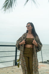 Mehendi Green 3-Piece Co-ord Set with Shrug