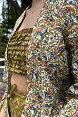 Mehendi Green 3-Piece Co-ord Set with Shrug