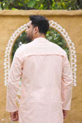 Peach Linen Designer Kurta
