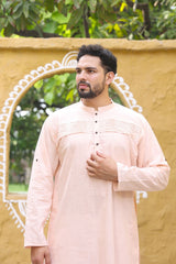 Peach Linen Designer Kurta