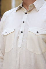 Ivory Muslin Pathani Suit