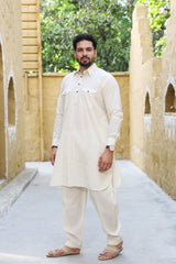 Ivory Muslin Pathani Suit