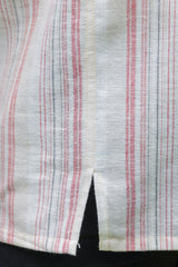 Red Striped Linen Short Kurta Shirt