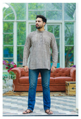 Mati Handblock Striped Mulmul Short Kurta