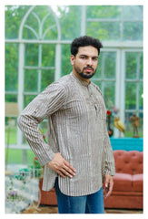 Mati Handblock Striped Mulmul Short Kurta