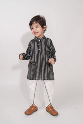 Black Mulmul Embroidered Dhoti Kurta set