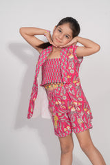 Hot Pink Mulmul Co-Ord Set