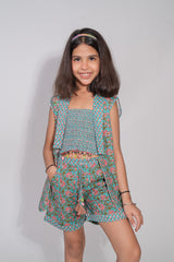 Aqua Blue Mulmul Co-Ord Set