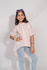 Powder Pink Striped Mulmul Shirt