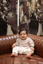 Beige Handblock Lurix Print Kurta Pajama