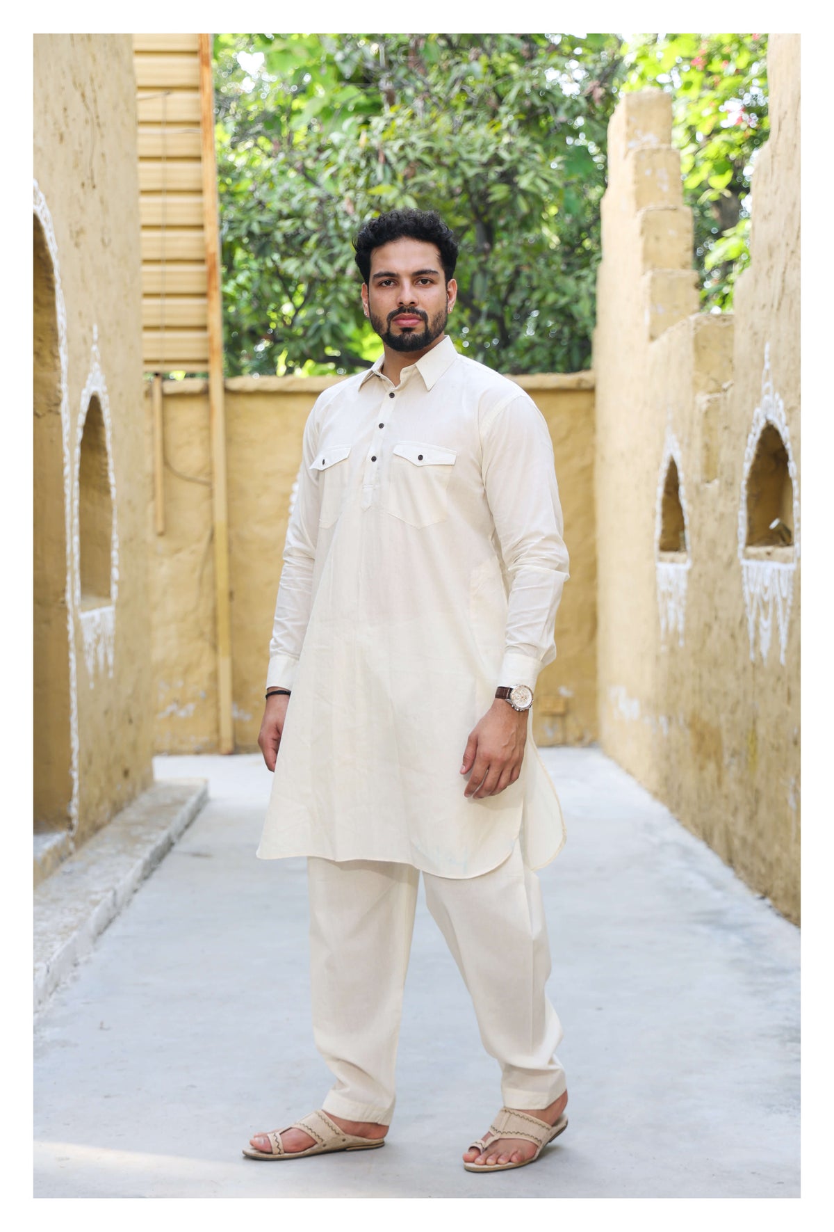 Pathani Suit in Muslin Cloth