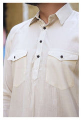 Ihbrus Men's Muslin Fabric Pathani Suit - Timeless Elegance and Comfort