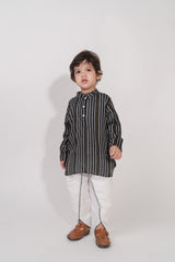 Black Mulmul Embroidered Dhoti Kurta set