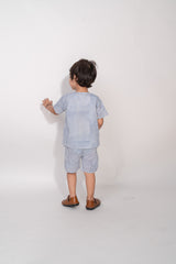 Blue Striped Mulmul Co-Ord Set