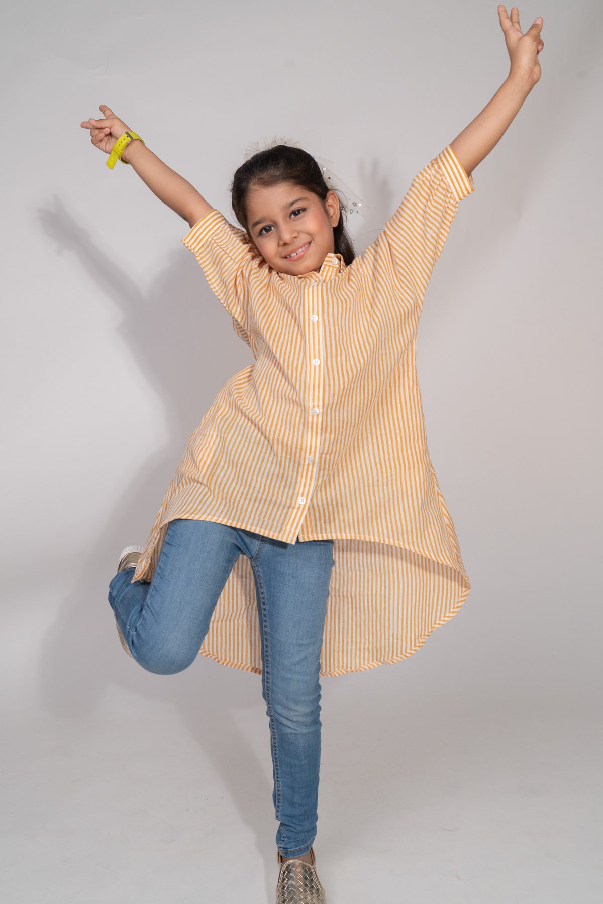 Mustard Striped Mulmul Shirt