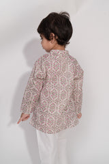 Floral Mulmul Lurex Kurta Pyjama Set