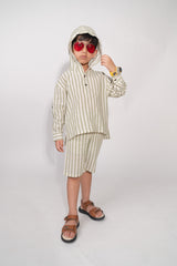 Striped Linen Hoodie Co-Ord Set